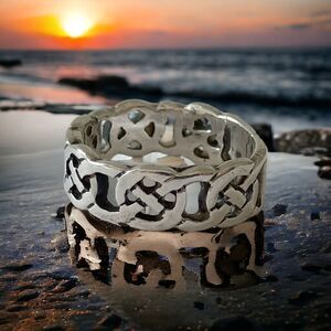 Sterling‎ Silver Celtic Knot Band Ring Sz 8 925 Irish Viking Gaelic Scottish